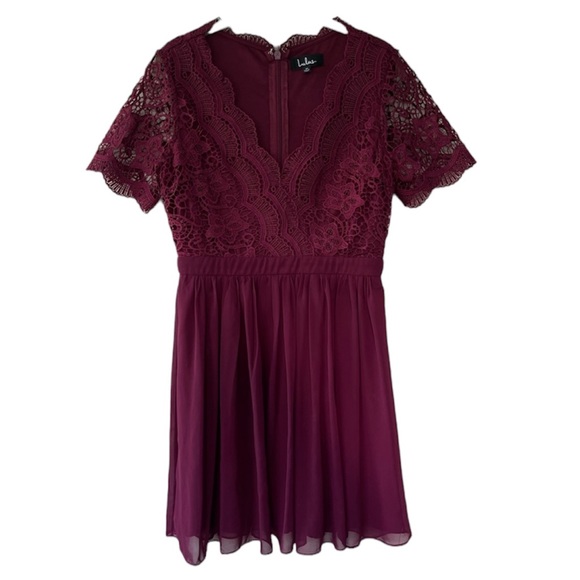 Lulus Angel in Disguise Burgundy Lace Skater Cocktail Dress Size M - Picture 2 of 12